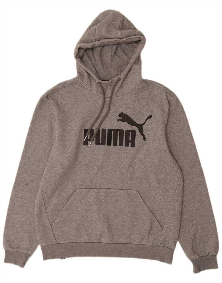 PUMA Pull à Capuche Graphique Homme Gris Moyen Coton