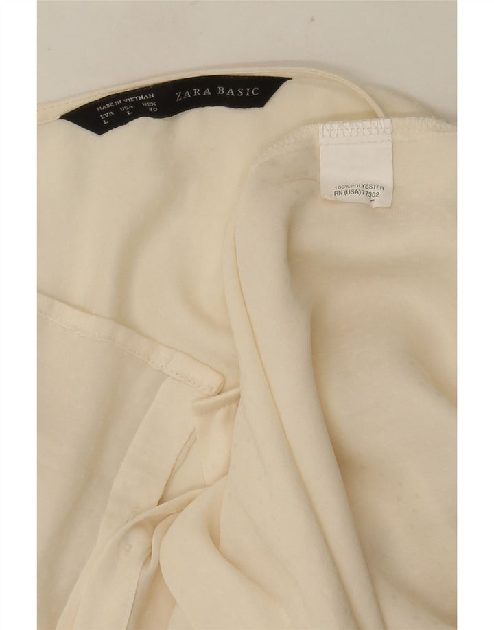 Zara Chemisier sans manches pour femme UK 16 Large Blanc cassé Polyester