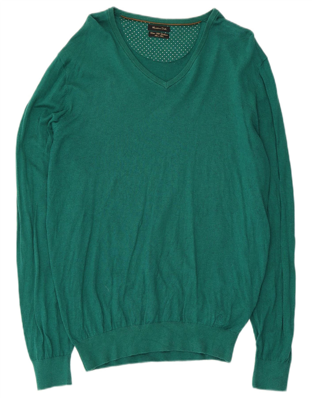 Massimo Dutti Pull col V pour homme en coton vert Taille L