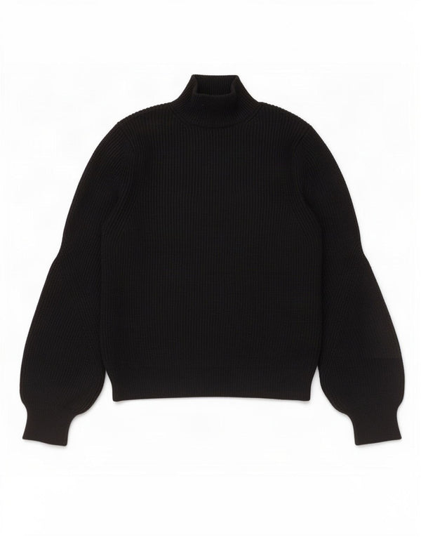 Zara Pull court à col roulé pour femme UK 14 Large Noir Viscose