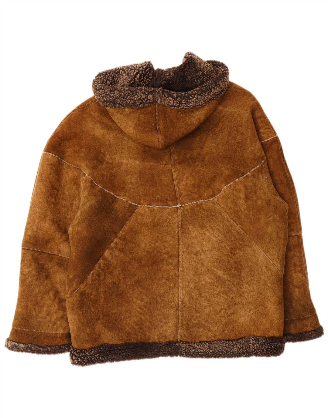 veste en peau de mouton surdimensionnée à capuche vintage pour femme IT 44 Brun moyen