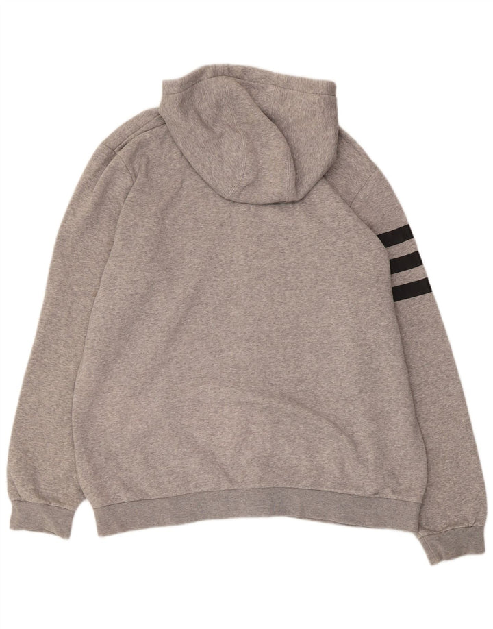 ADIDAS Pull à capuche zippé graphique à trois rayures pour hommes XL Gris Moucheté