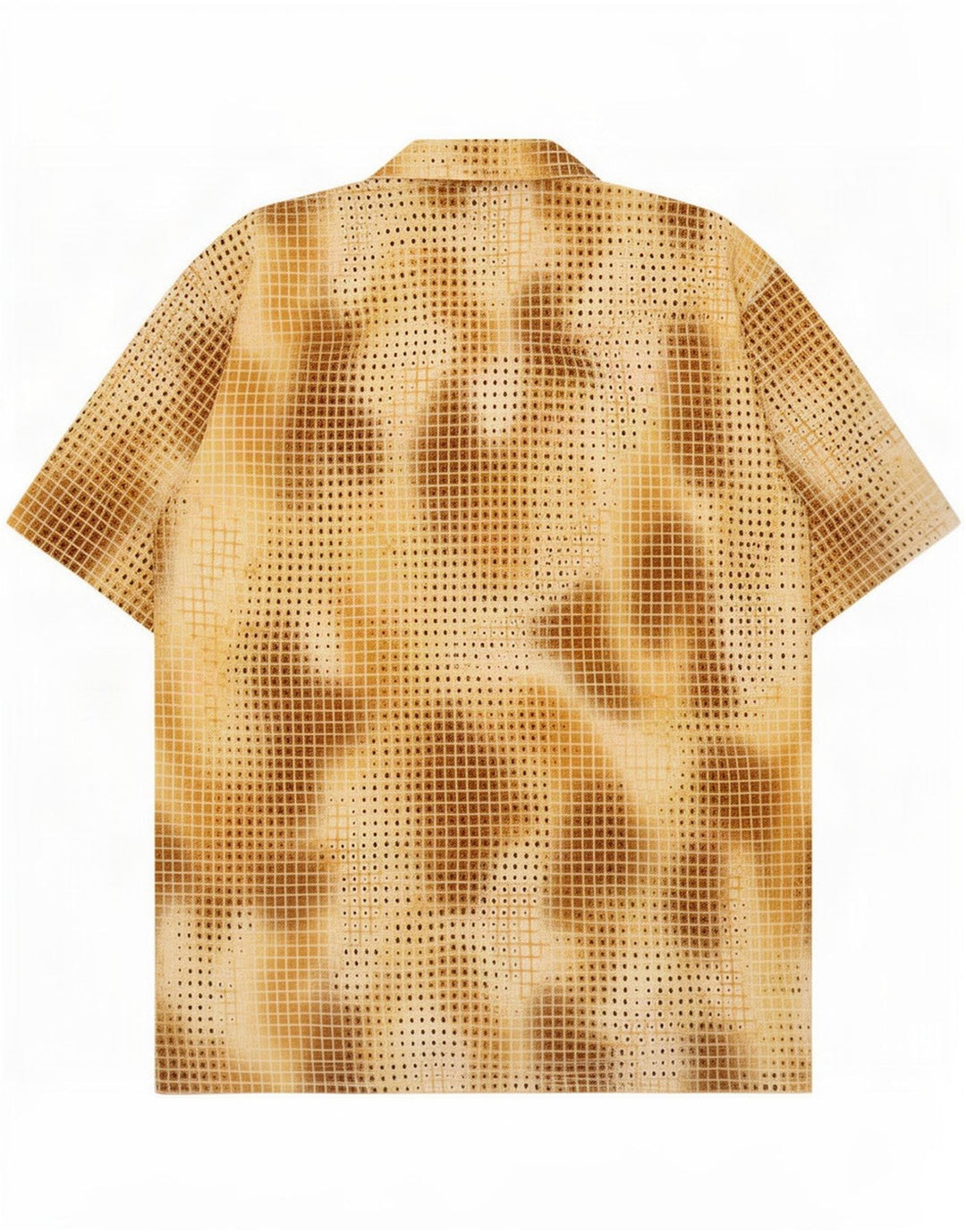 Chemise à motif abstrait vintage pour hommes, polyester tacheté marron moyen