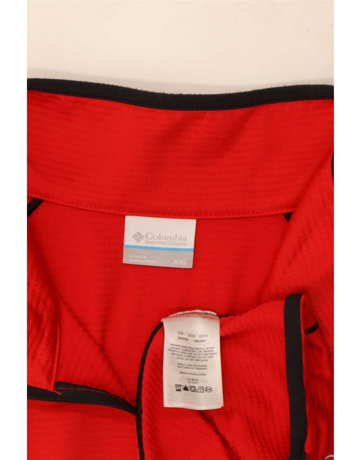 Columbia Pull polaire à col zippé pour homme 2XL Rouge Rayé Polyester