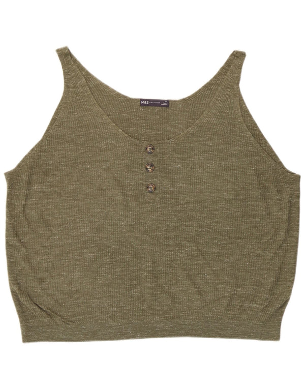Marks & Spencer Débardeur surdimensionné pour femme UK 18 XL Acrylique moucheté vert