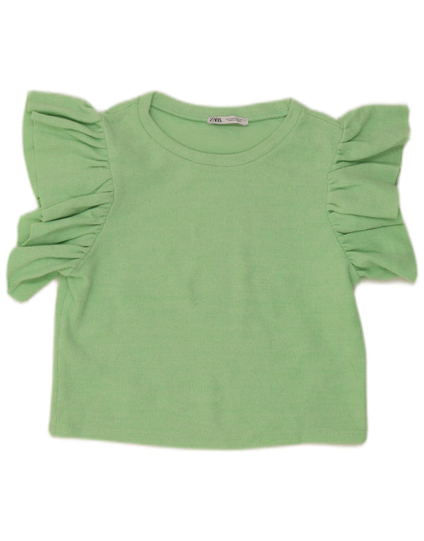 Zara Womens Crop Top UK 10 Petit Vert