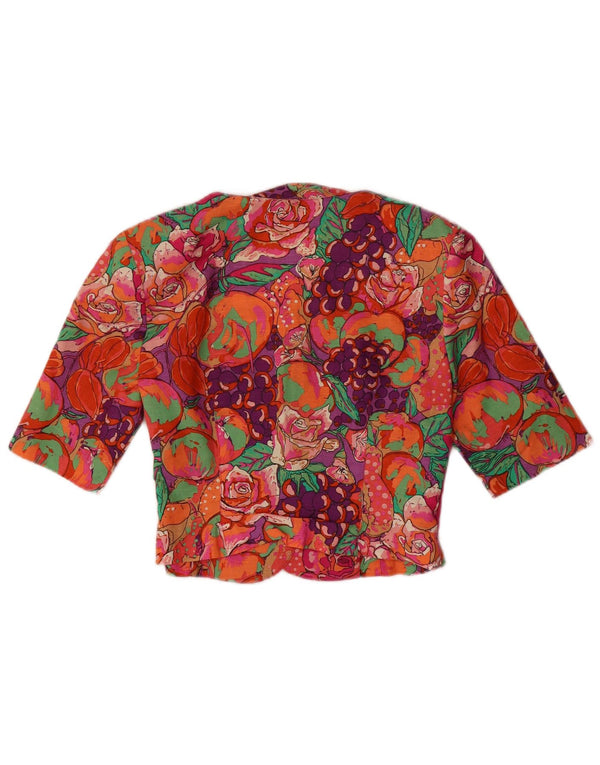 vintage Womens Crop Shirt Blouse UK 12 Moyen Multicolore Floral