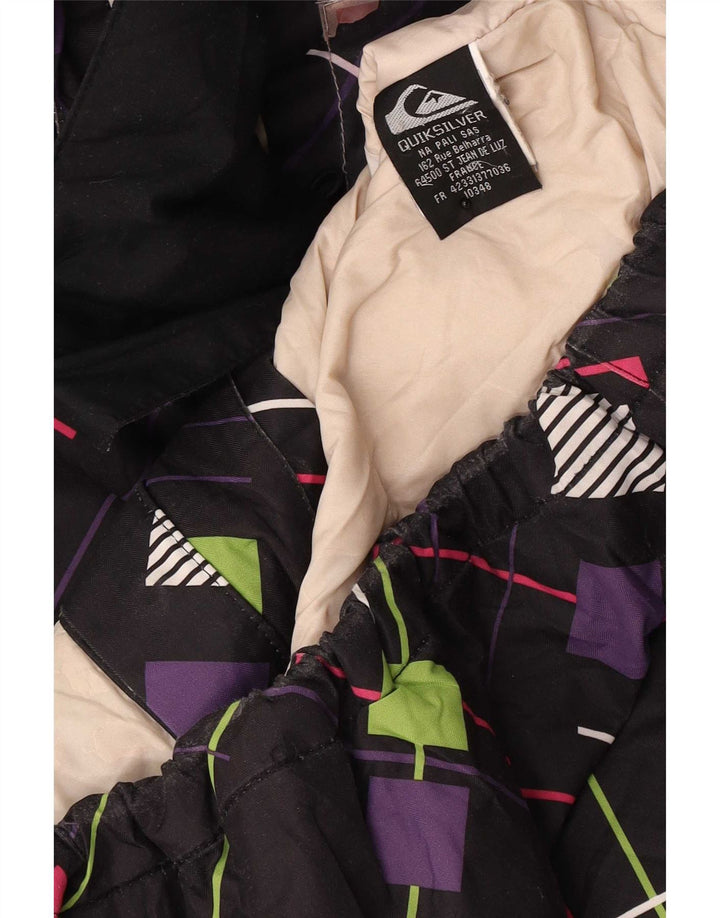 Quiksilver Veste coupe-vent à capuche pour femme UK 14 Medium Noir Géométrique