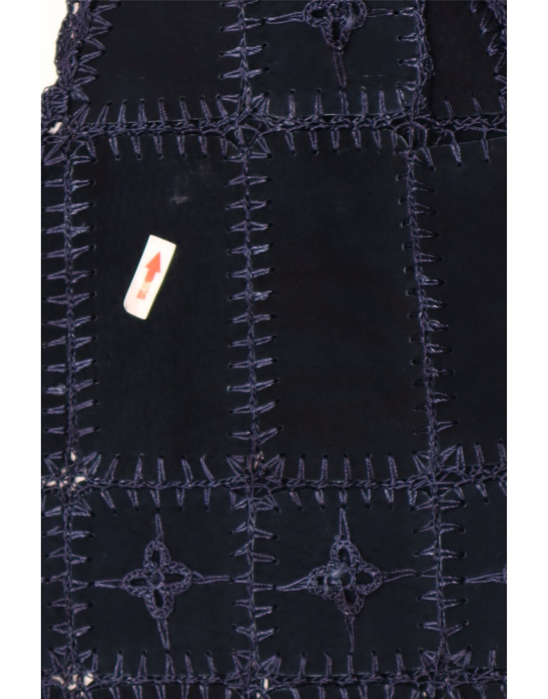 vintage Femme Daim Gilet UK 14 Moyen Bleu Marine Patchwork