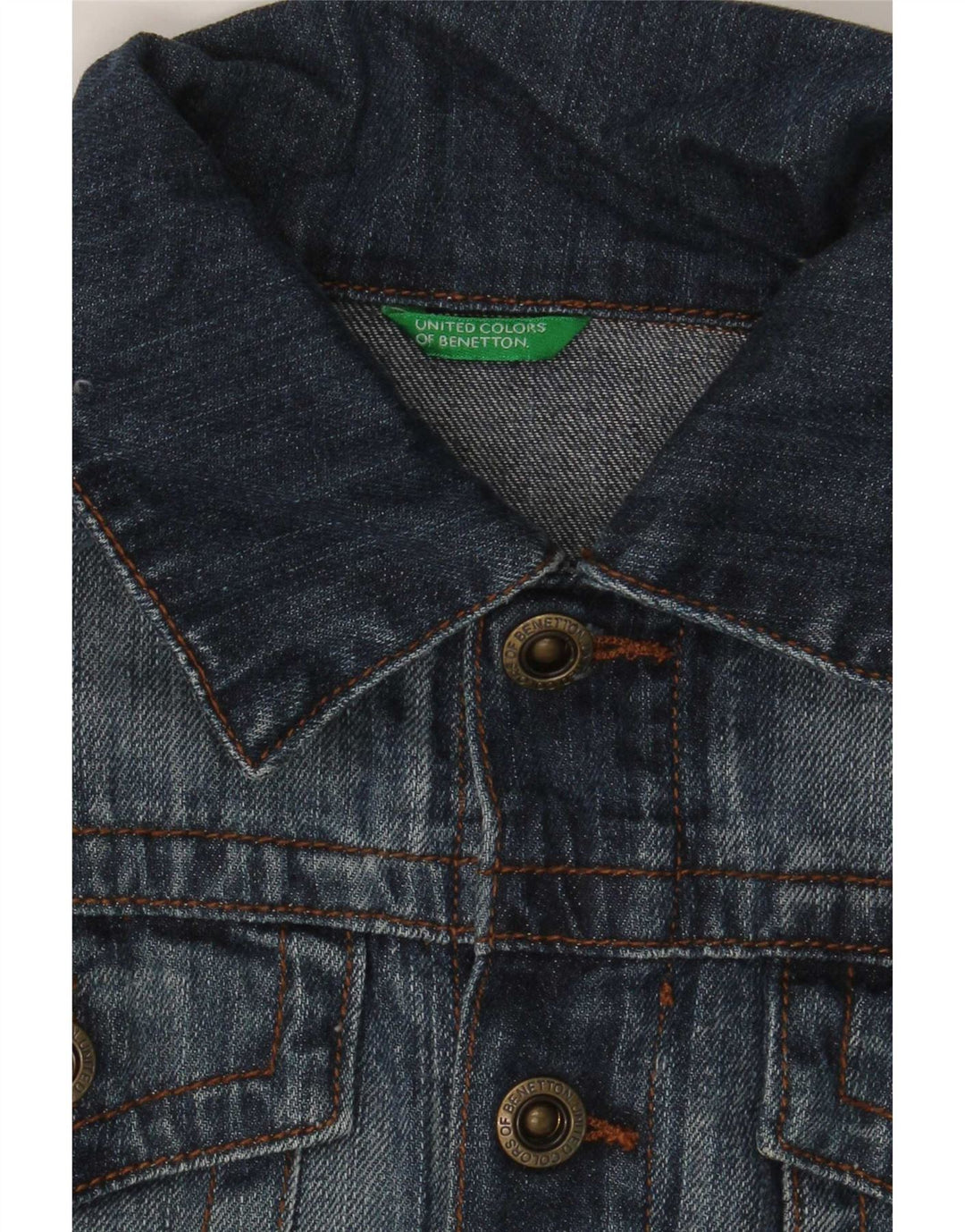 Benetton Womens Crop Denim Jacket UK 10 Small Navy Blue
