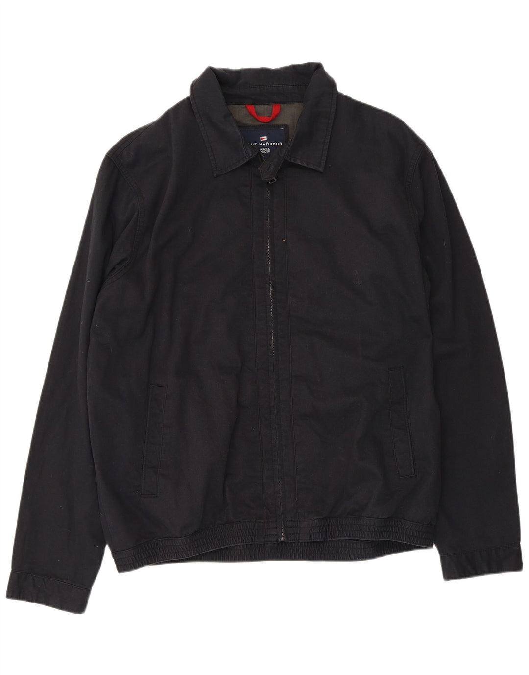 Marks & Spencer Veste Bomber Blue Harbour pour Homme UK 40 Large Coton Noir