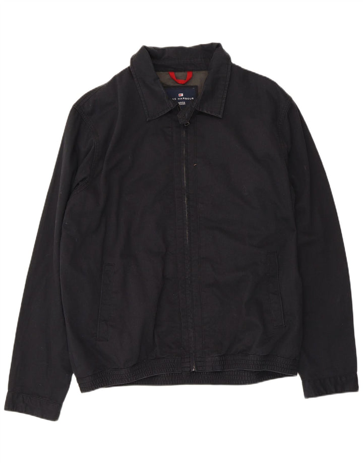 Marks & Spencer Veste Bomber Blue Harbour pour Homme UK 40 Large Coton Noir
