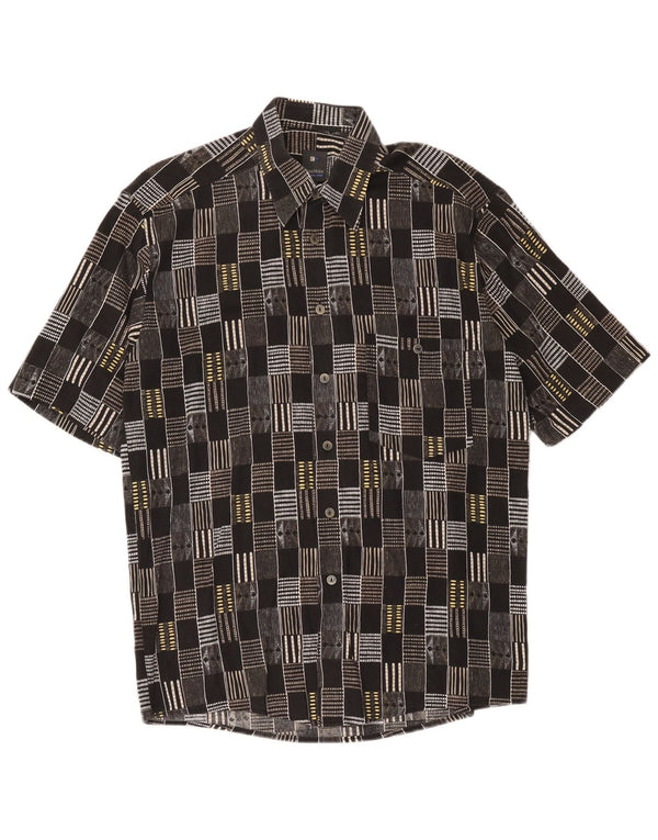 Casa Moda Chemise à manches courtes pour hommes Taille 40 Coton géométrique noir moyen