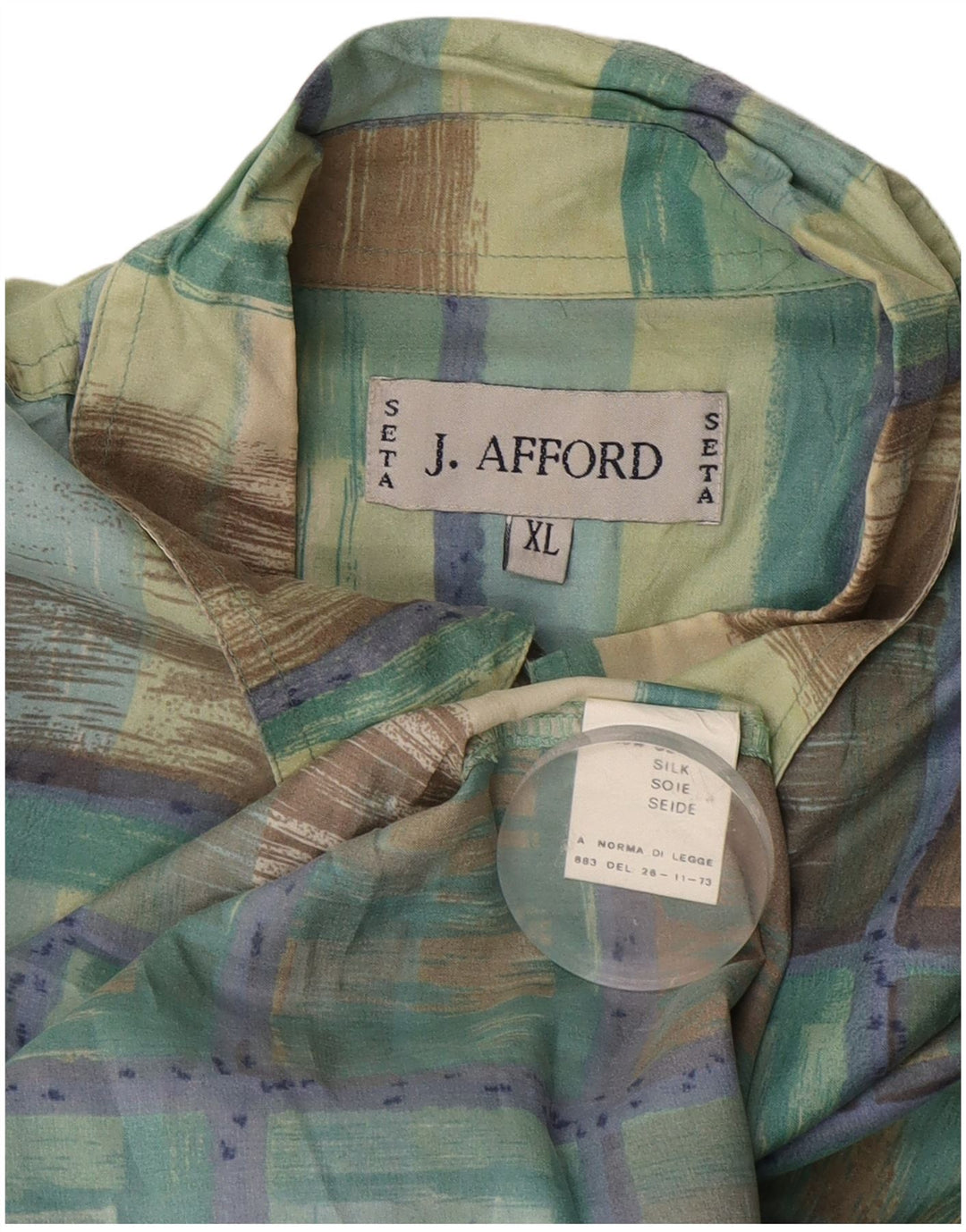 vintage Chemise Homme XL Vert Check Soie