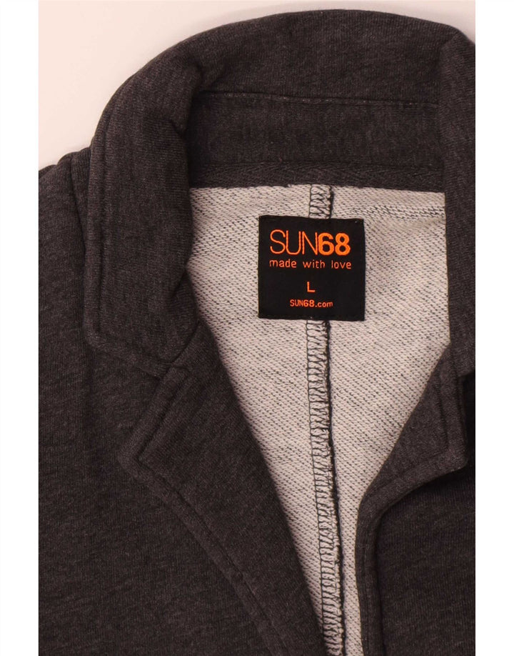 Sun68 Veste blazer à 2 boutons pour femme UK 14 Large Gris Coton