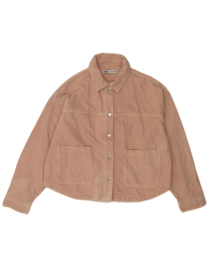 Zara Veste en jean surdimensionnée pour femme UK 14 Coton rose moyen