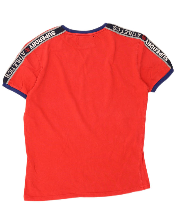 Superdry Homme T-Shirt Graphique Haut Large Rouge Colourblock Cotton