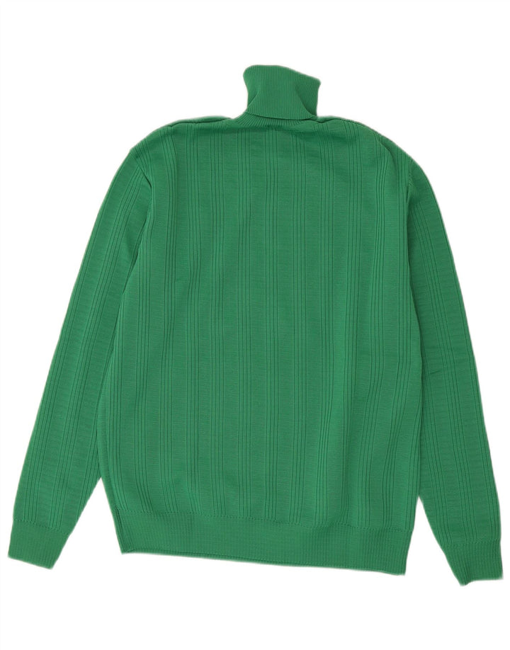 vintage Mens Roll Neck Jumper Pull IT 50 Vert Moyen