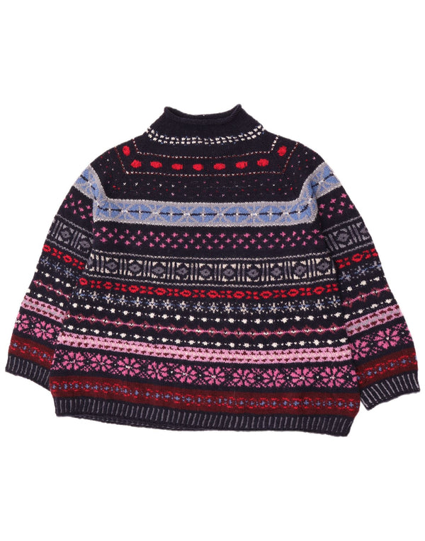 vintage Womens Turtle Neck Jumper Sweater UK 18 XL Multicolore Rétro