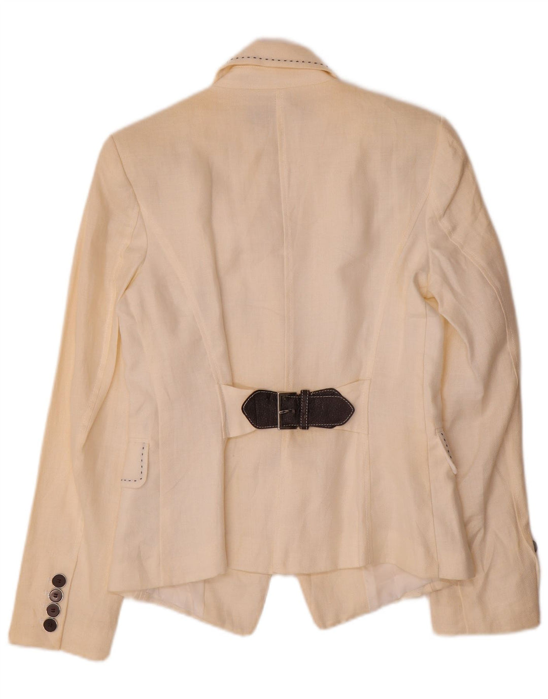 Zara Veste Blazer 1 Bouton Femme UK 12 Polyester Blanc Moyen
