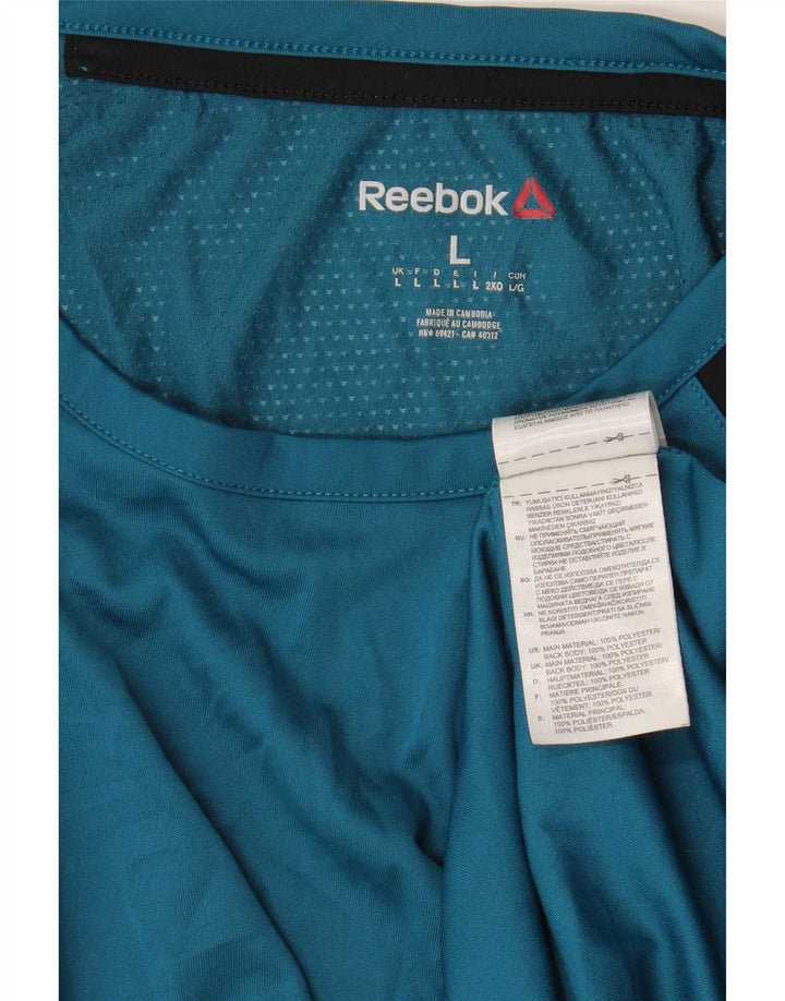 Reebok T-Shirt Homme Haut Large Bleu Colorblock Polyester