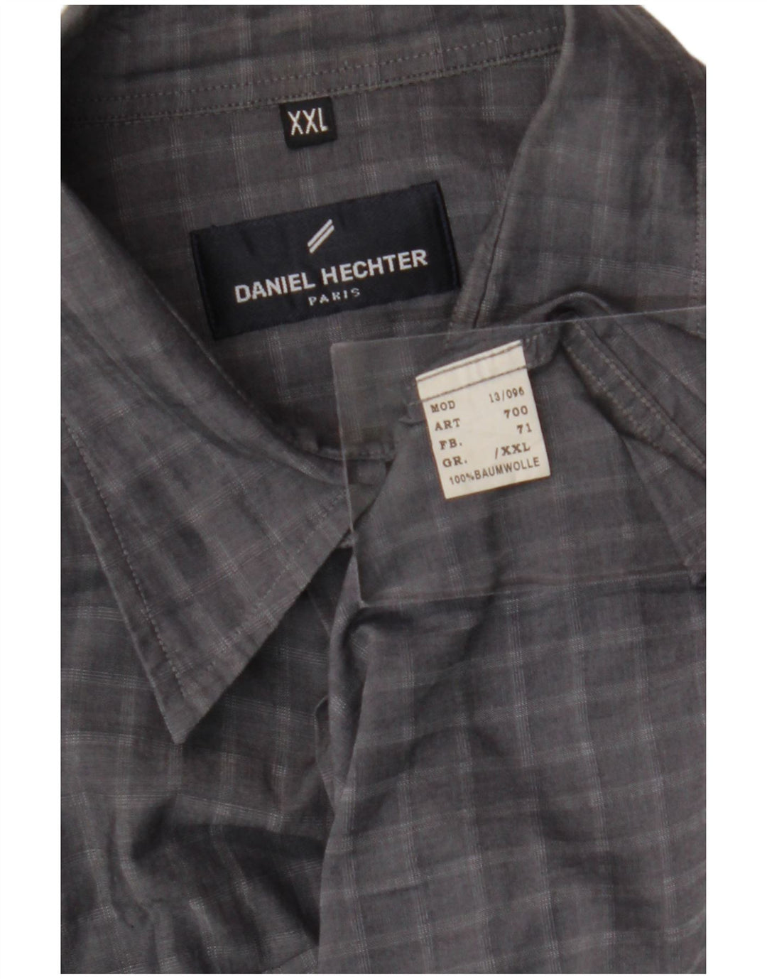DANIEL HECHTER Chemise Homme 2XL Gris Carreaux Coton