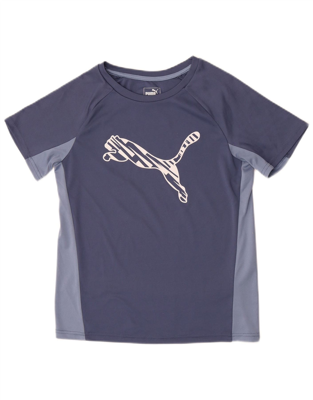 Puma T-shirt graphique pour femme UK 12 Bleu moyen Polyester color block