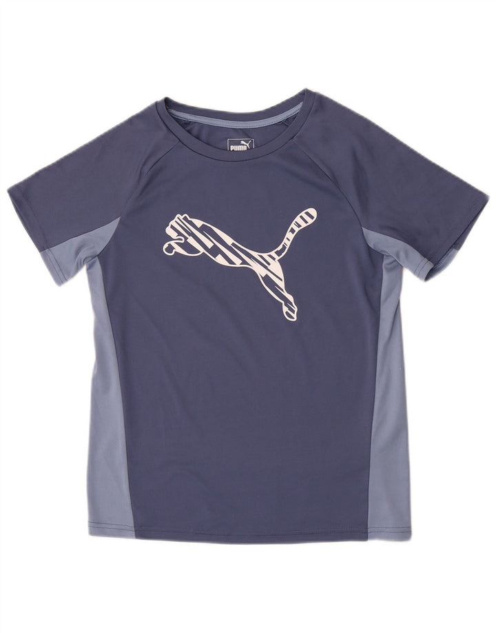 Puma T-shirt graphique pour femme UK 12 Bleu moyen Polyester color block
