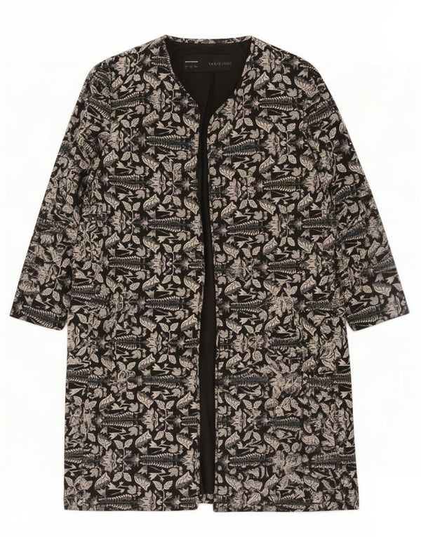 Zara Manteau ouvert à manches 3/4 pour femme UK 14 Medium Noir Floral