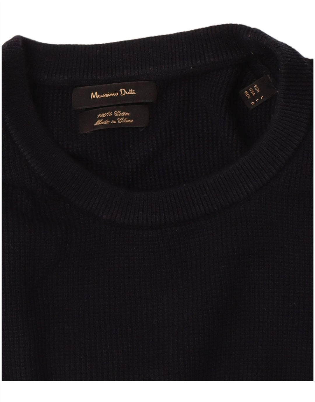 Massimo Dutti Pull à manches courtes et col rond pour homme Bleu marine Taille L