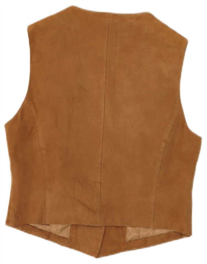 Stefanel Gilet en daim pour femme UK 12 Cuir beige moyen