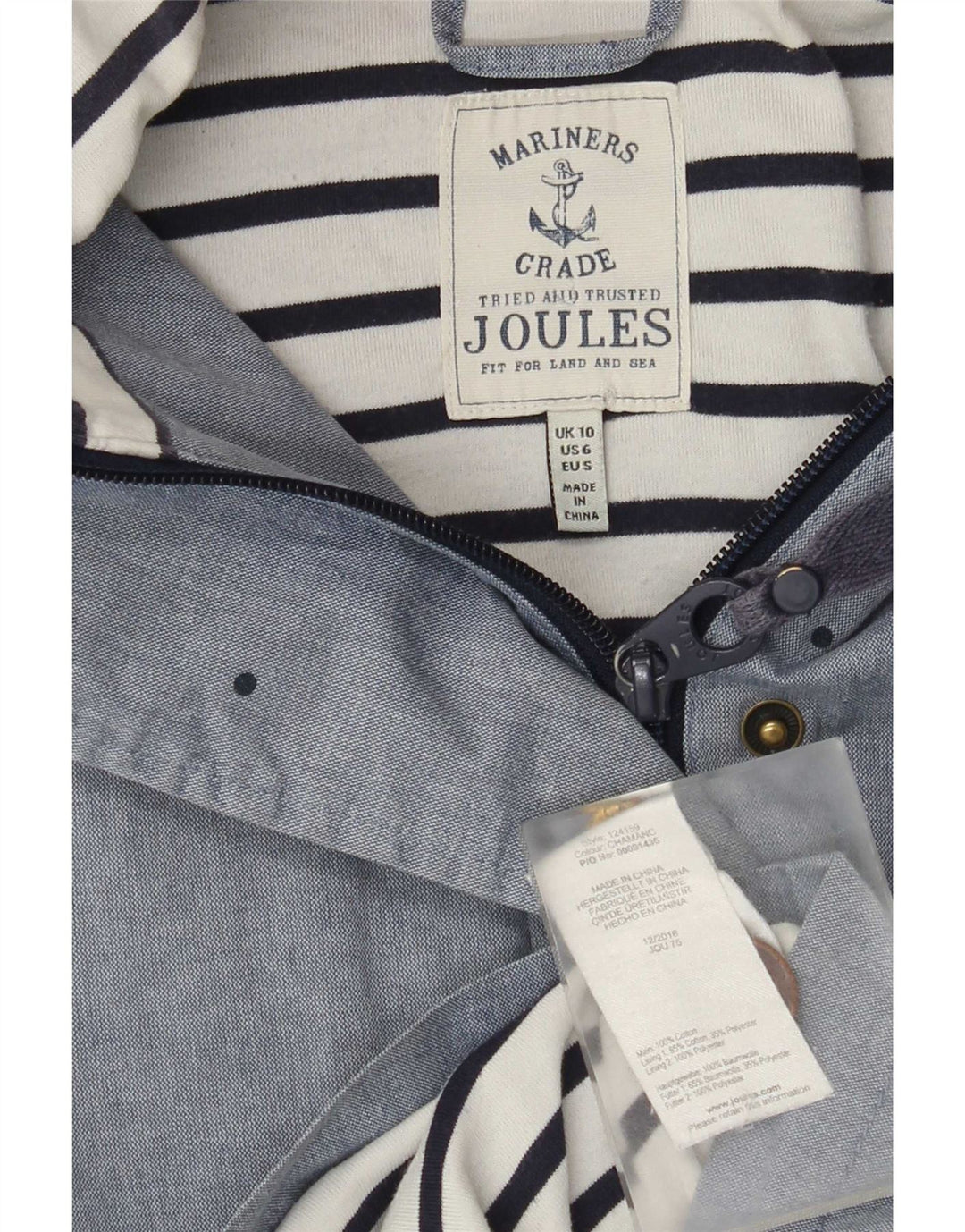 Joules Veste coupe-vent surdimensionnée à capuche pour femme UK 10 Petit Bleu à pois