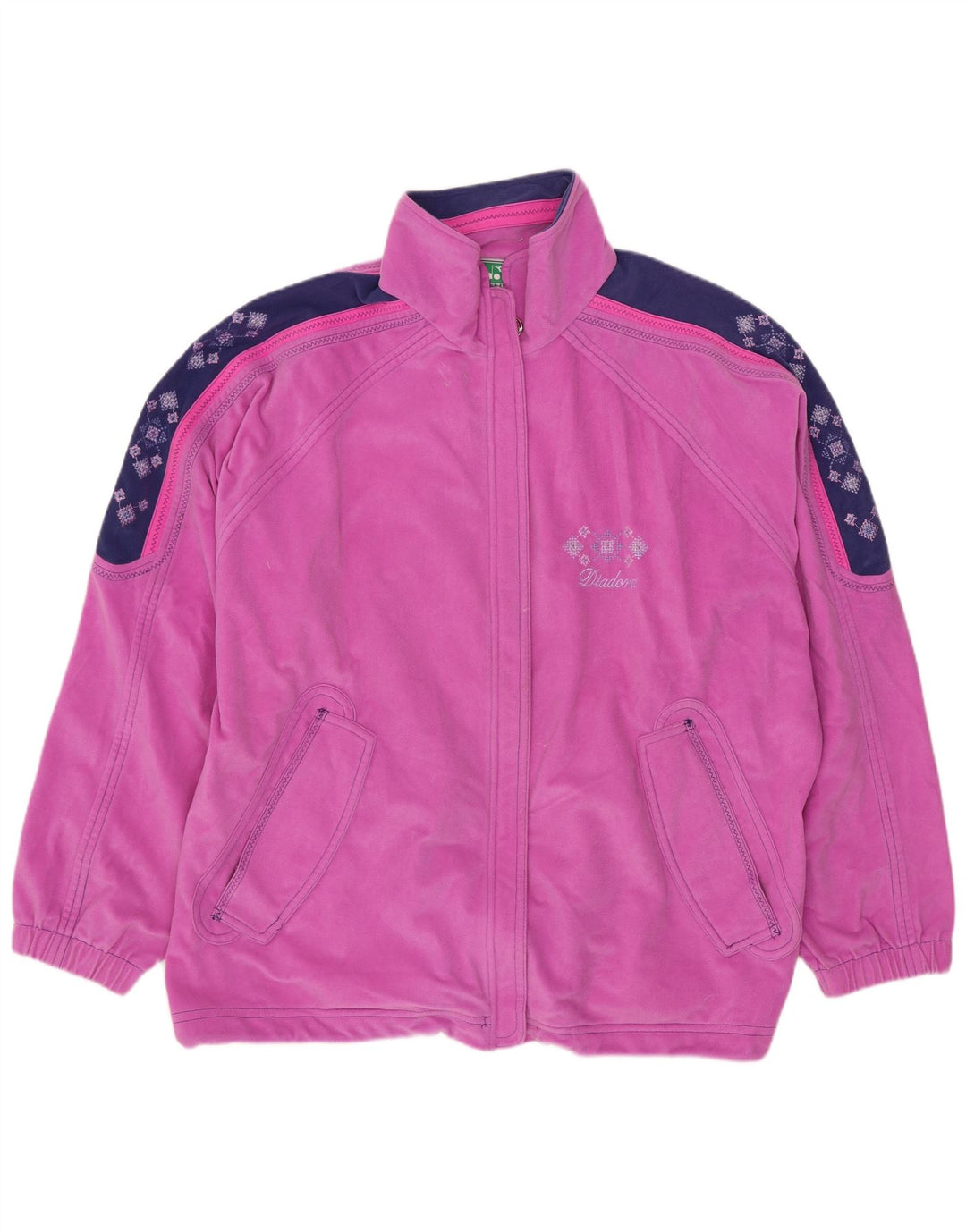 DIADORA Veste polaire graphique pour femme UK 14 Rose moyen Colourblock
