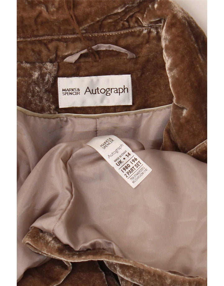Marks & Spencer Veste blazer en velours autographe pour femme UK 14 Marron moyen