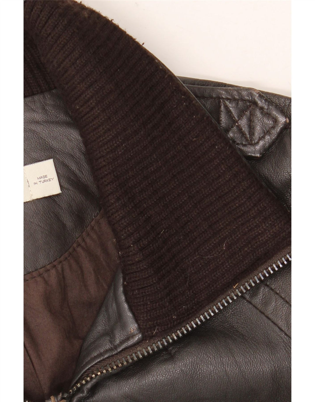 Zara Veste en cuir pour femme UK 10 Petit cuir marron
