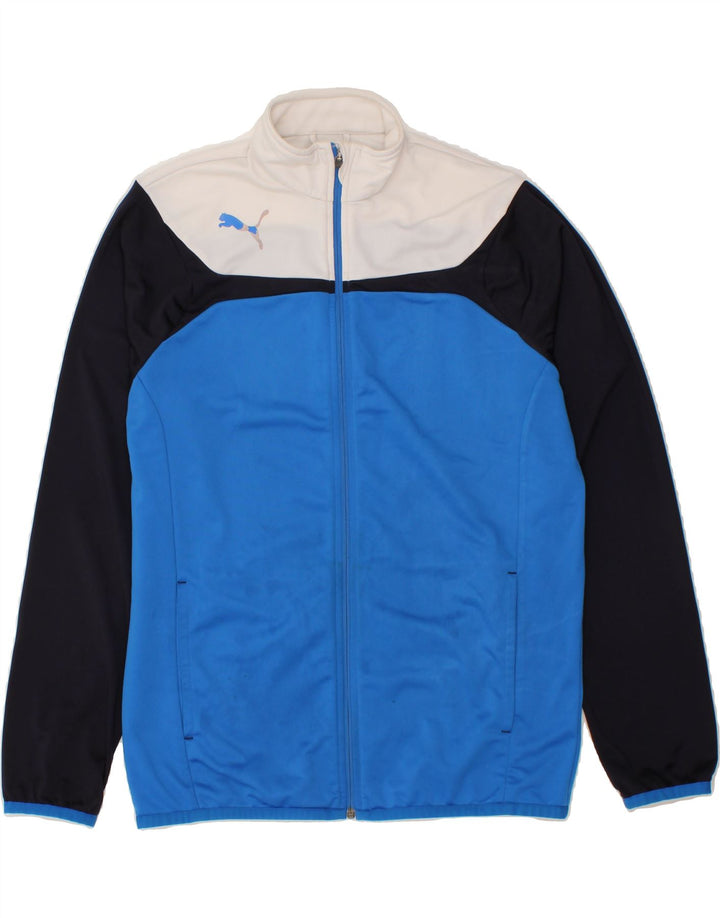 PUMA Boys Tracksuit Top Jacket 15-16 Years 2XL Blue Colourblock Polyester Vintage Puma and Second-Hand Puma from Messina Hembry 