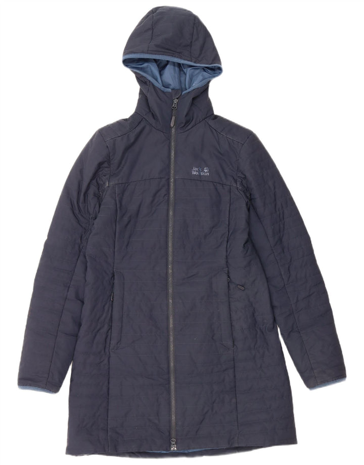 JACK WOLFSKIN Manteau rembourré à capuche pour femme UK 6 XS Bleu marine Polyester