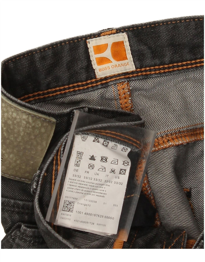 HUGO BOSS Femme Jean Droit W33 L32 Gris Coton