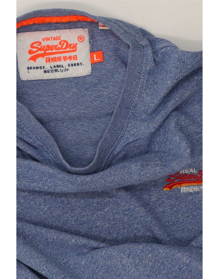 Superdry Homme T-Shirt Top Large Bleu Moucheté