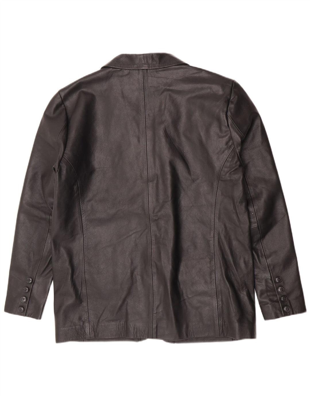 vintage Mens 2 Bouton Veste Blazer En Cuir UK 38 Cuir Noir Moyen
