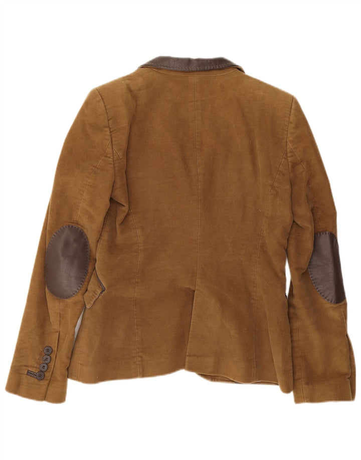 Zara Veste Blazer 2 Boutons Femme UK 10 Petit Coton Marron