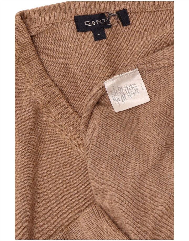 Gant Pull col V pour homme en coton marron Taille L