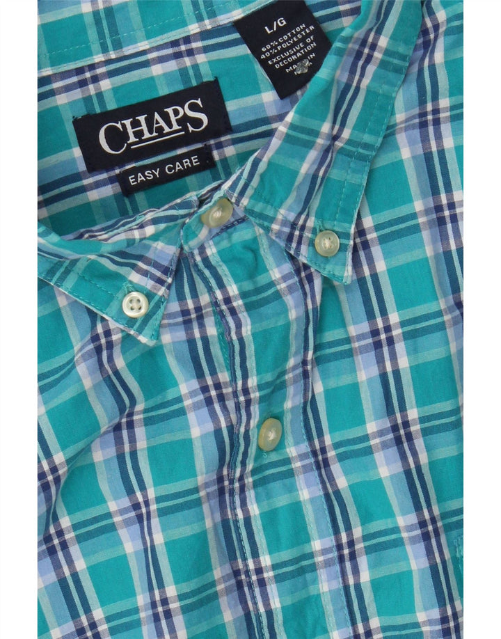 CHAPS Mens Shirt Large Blue Check Cotton Vintage Chaps and Second-Hand Chaps from Messina Hembry 