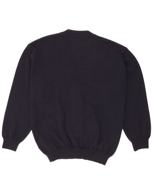 Monello Mens Cardigan Sweater Large Navy Blue Geometric