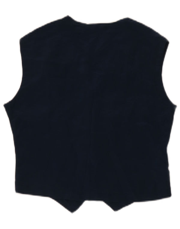 gilet femme vintage UK 12 Soie florale bleu marine moyen