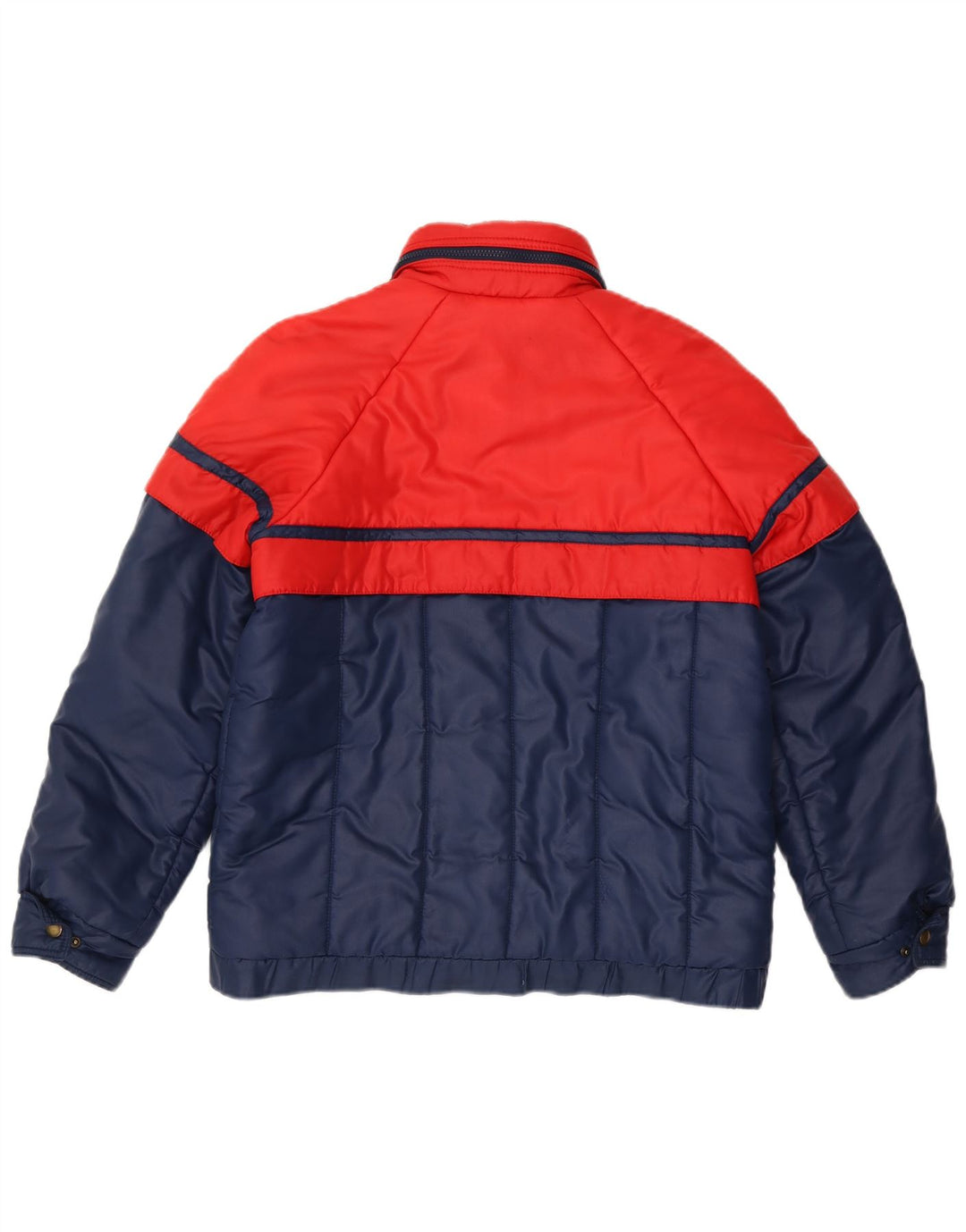 Veste matelassée femme vintage IT 42 Medium Navy Blue Colourblock Polyester