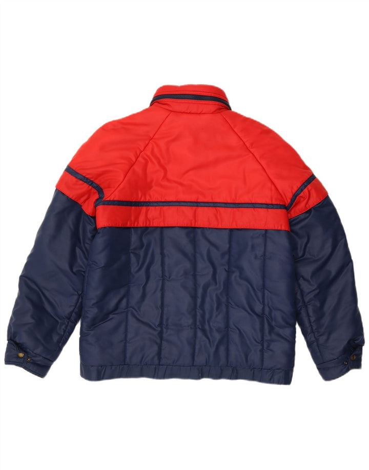 Veste matelassée femme vintage IT 42 Medium Navy Blue Colourblock Polyester