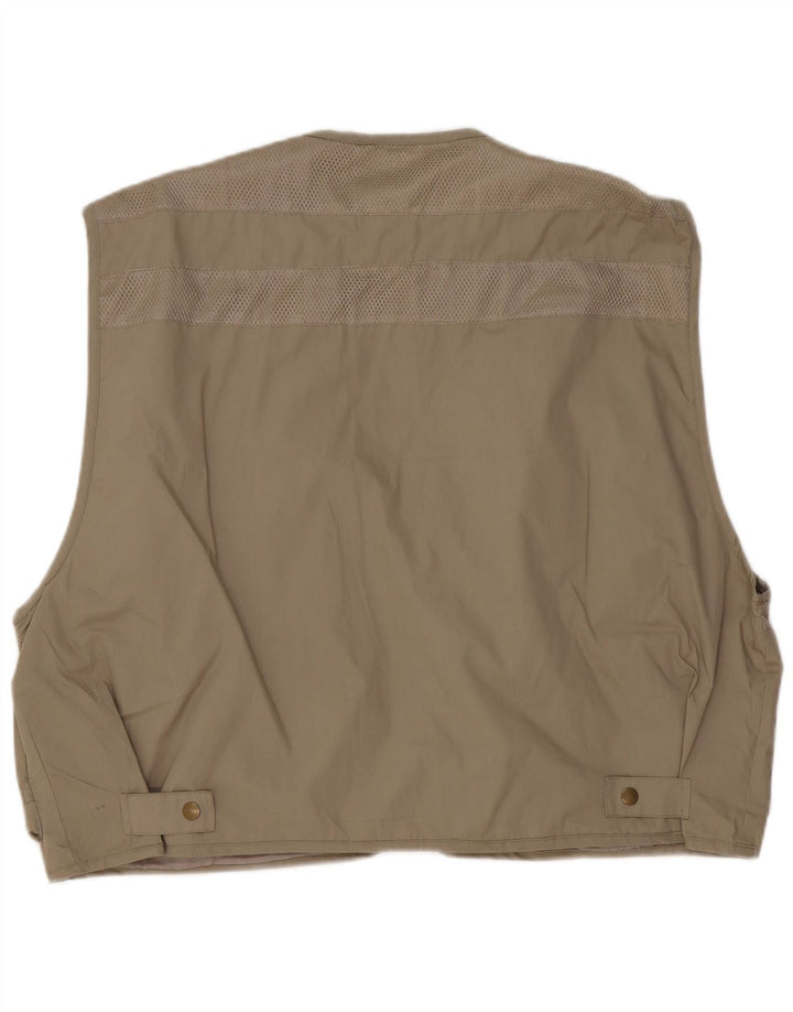 VINTAGE Mens Utility Gilet UK 44 2XL Beige Polyester