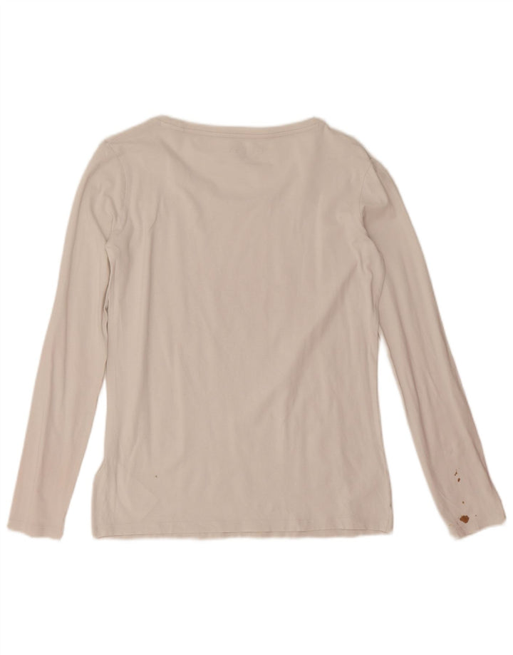 Guess Haut Graphique à Manches Longues pour Femme UK 14 Grand Coton Blanc