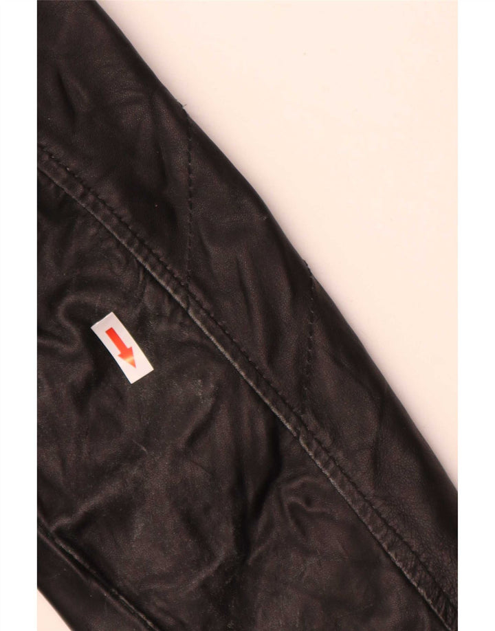 Hogan Veste de motard en cuir pour femme UK 12 Medium Noir